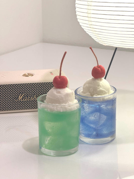 Soda Float Candle: Hand-Poured Mixed Wax with Cherry Cream Soda (etsy image id: 6841156904)