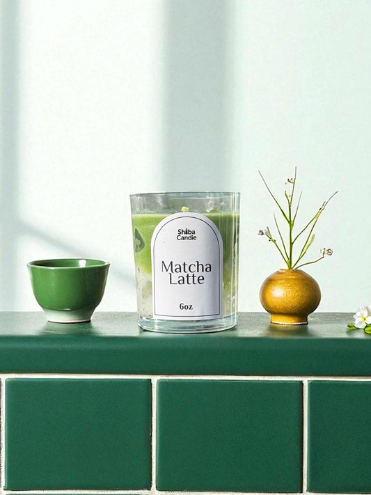 Matcha Latte Candle: Hand-Poured Soy Mixed Wax, Green Tea × Vanilla Scent (etsy image id: 6982716182)