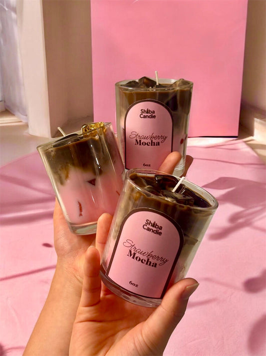Strawberry Mocha Candle: Hand-Poured Soy Mixed Wax Coffee Scented Candle (etsy image id: 7768740677)
