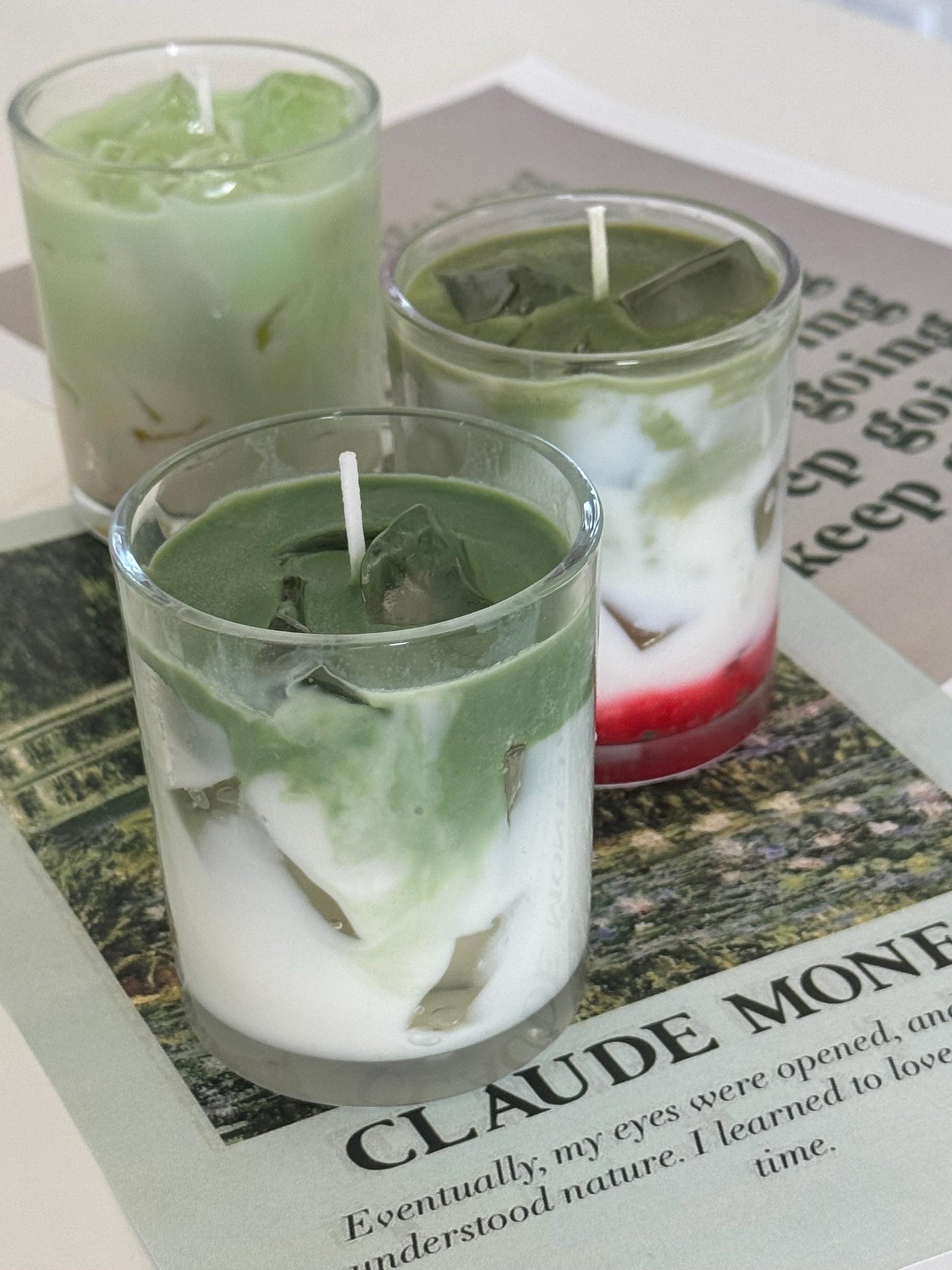 Matcha Latte Candle: Hand-Poured Soy Mixed Wax, Green Tea × Vanilla Scent (etsy image id: 6787387742)