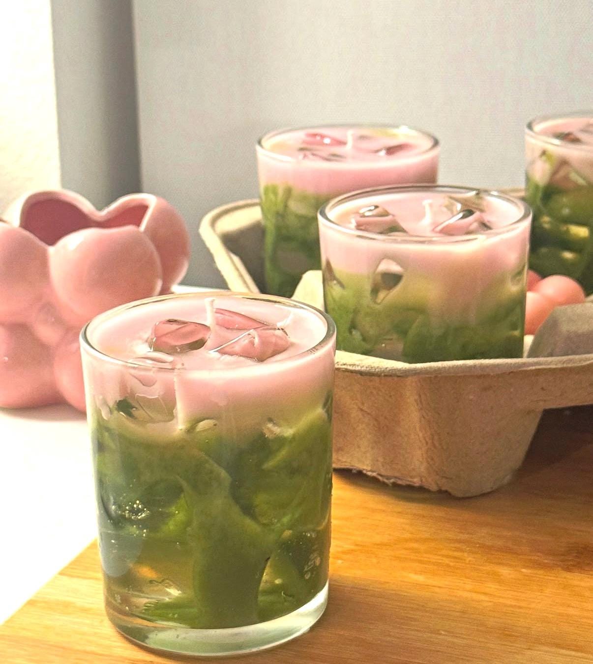 Matcha Strawberry Latte Candle: Strawberry and Green Tea Scents
