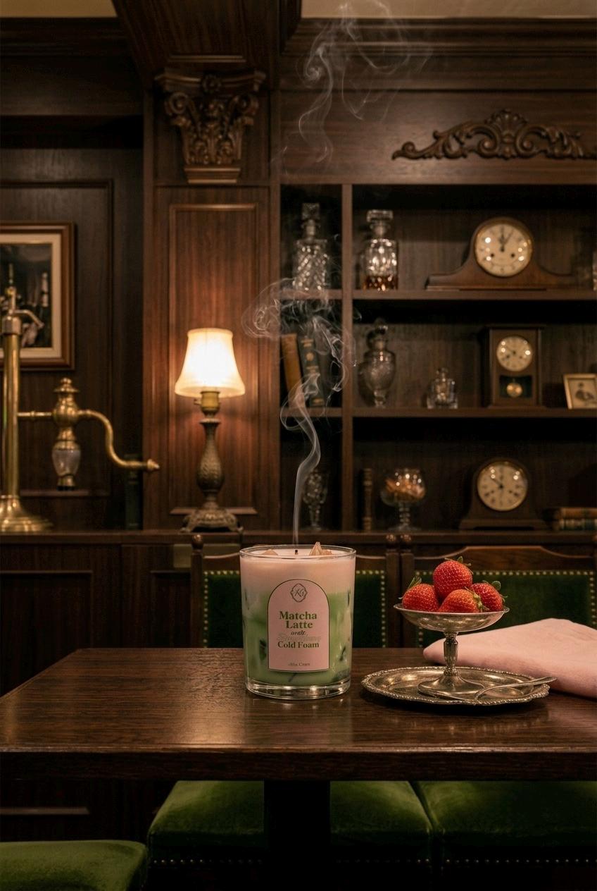 Matcha Strawberry Latte Candle: Strawberry and Green Tea Scents