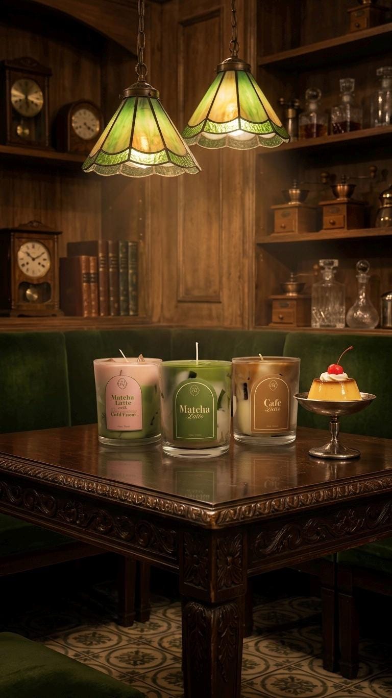Matcha Strawberry Latte Candle: Strawberry and Green Tea Scents